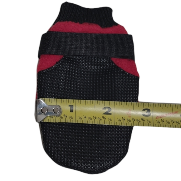 Non-Skid Rubber Waterproof Sole Red Fleece Dog/Puppy Shoes - Picture 4 of 5